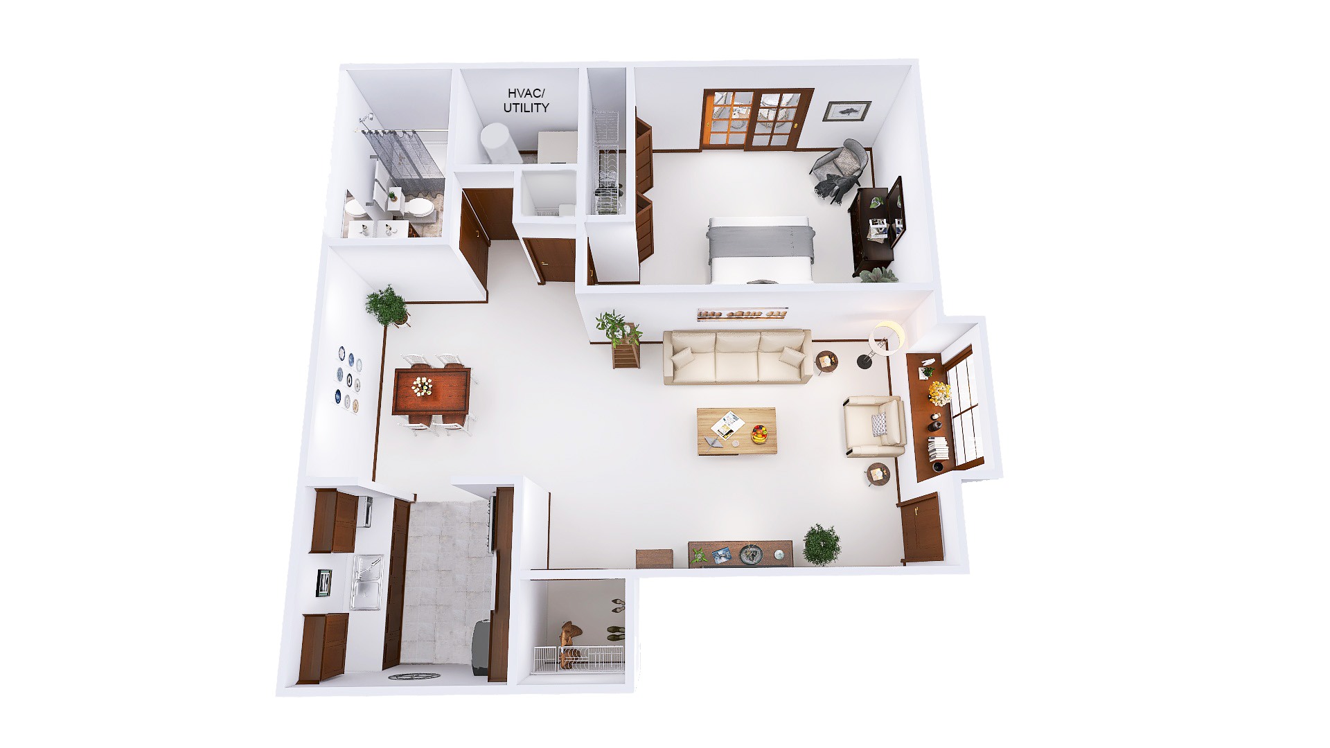 Floor plan for 1 bed, 1 bath, 867 sqft